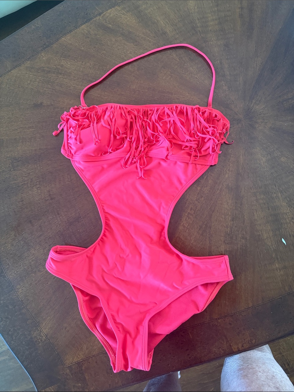 GB girls Pink Fringe One-Piece Swimsuit